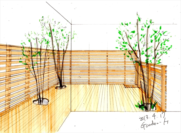 東京都世田谷区 Ｏ邸 人工木材との質感の差は歴然 ウリン材のサンルーム風デッキ空間