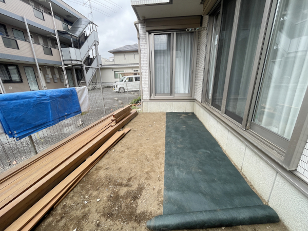 【中原区 一戸建て庭 ウッドデッキ】before_02