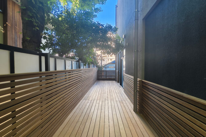 【中野区中野みなみ保育園 建築デザイン ウッドデッキ】after_top