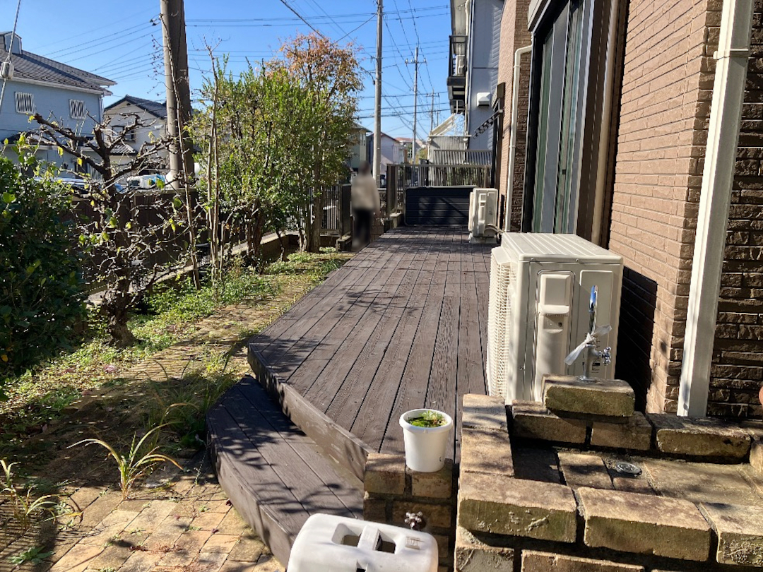 【都筑区 一戸建て庭 ウッドデッキ】before_01