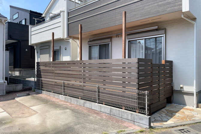 【茅ヶ崎市 一戸建て庭 ウッドデッキ】after_top