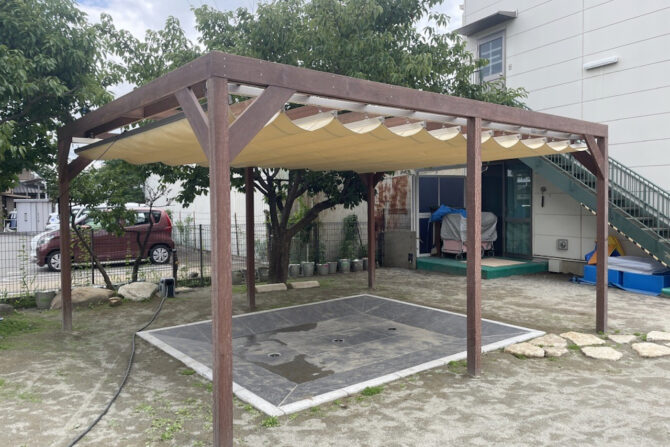 【某こども園 建築デザイン ウッドデッキ】after_top