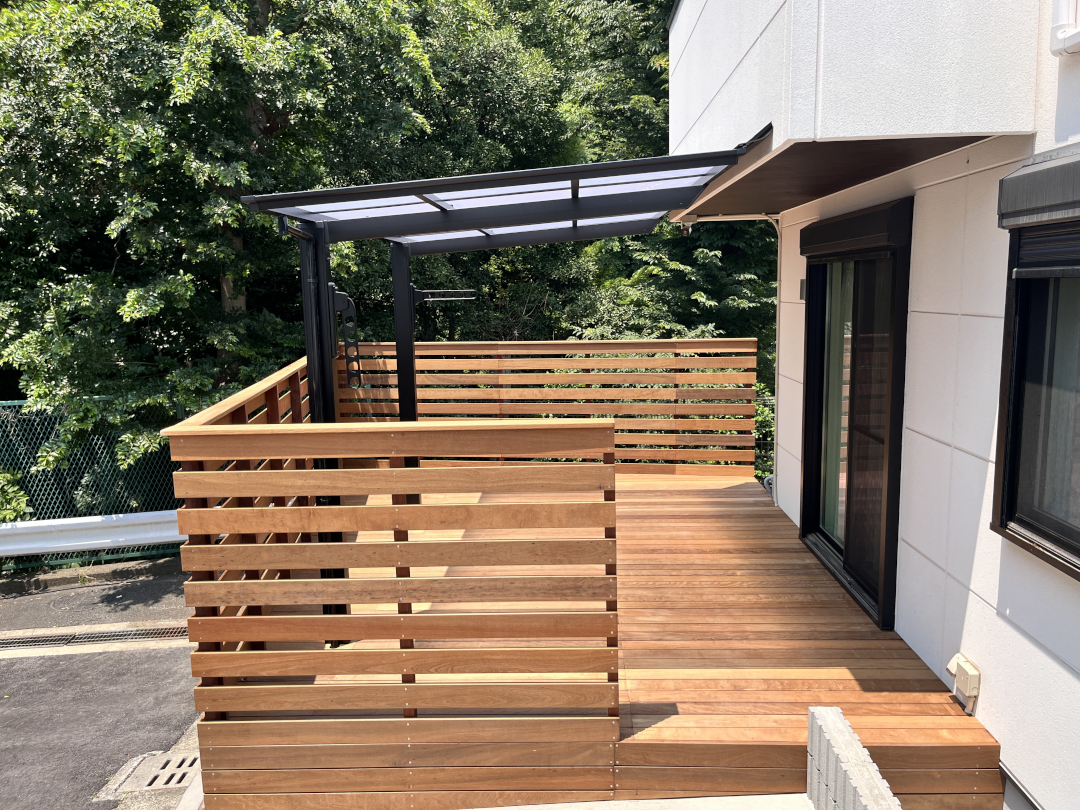 【横浜市港北区 一戸建て庭 ウッドデッキ】A2