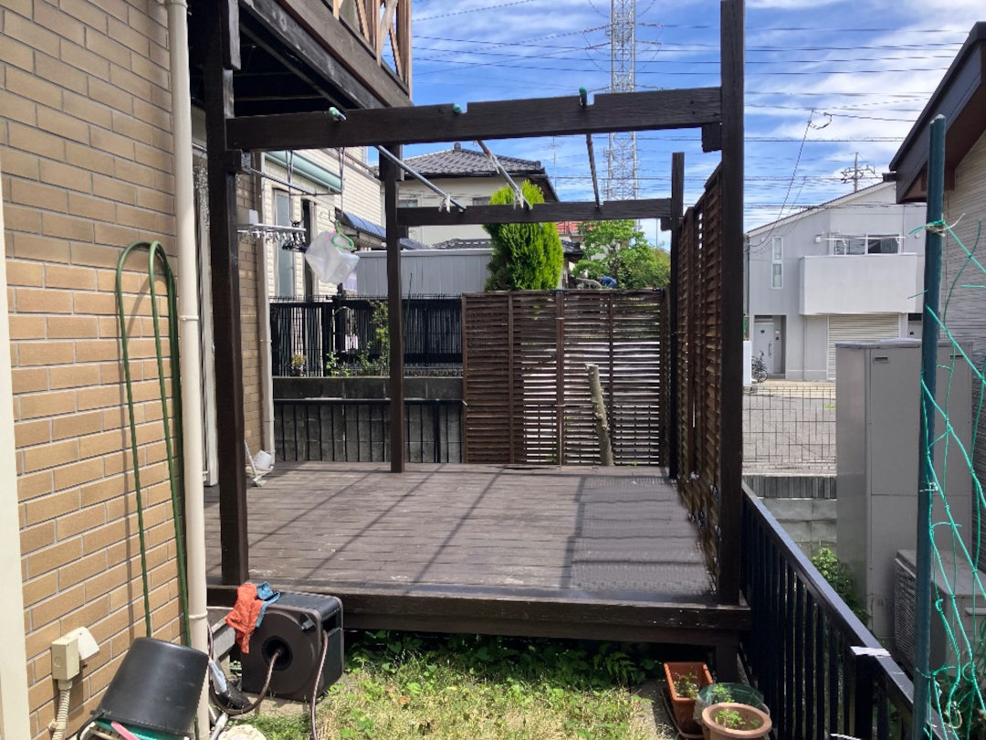 【横浜市都筑区 一戸建て庭 ウッドデッキ】before
