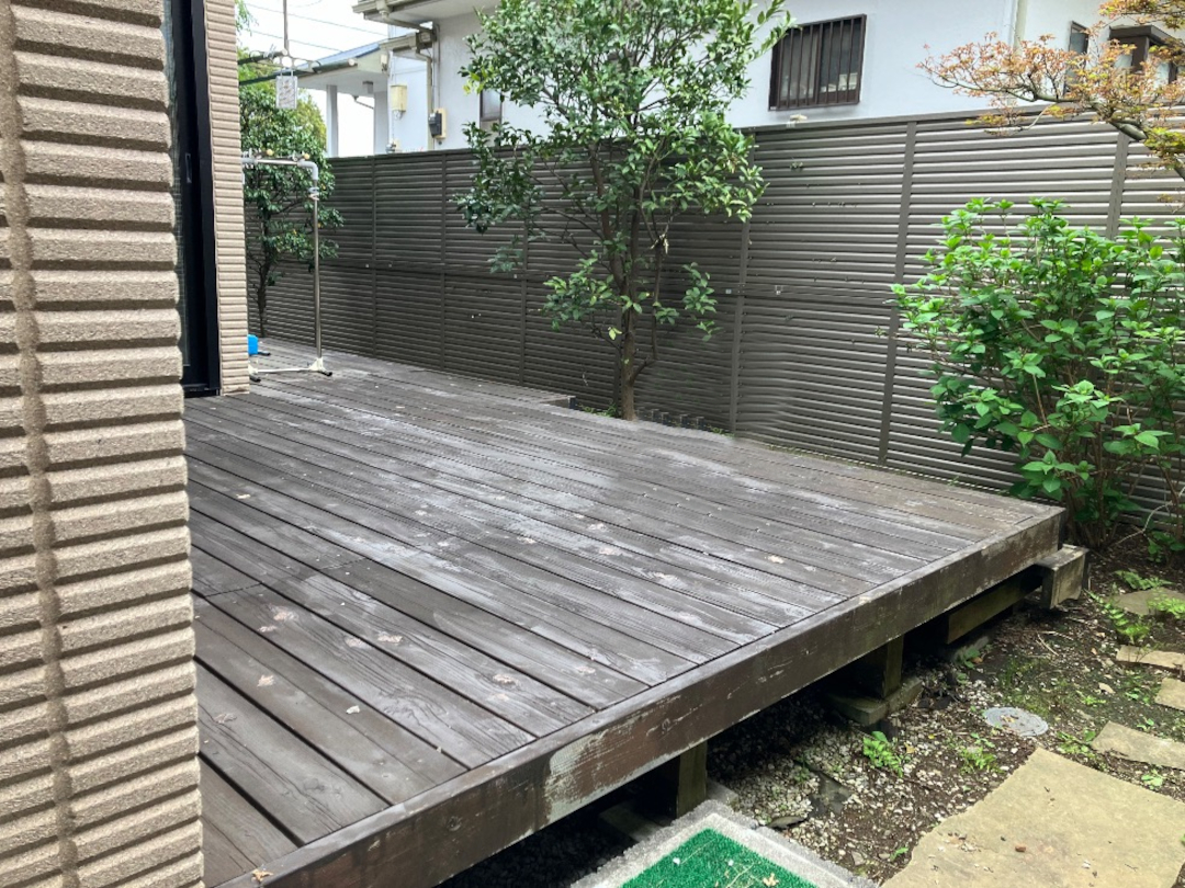 【横浜市都筑区 一戸建て庭 ウッドデッキ】before